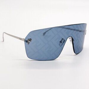 NEW FE4121US 16V BLUE SILVER UNISEX SHIELD SUNGLASSES FENDI FE4121US